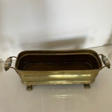 Antique brass planter with porcelain handles