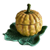 Antique majolica pumpkin jam jar
