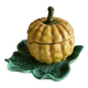Antique majolica pumpkin jam jar