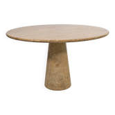 Attributed to Angelo Mangiarotti Travertine Round Dining Table, 70s