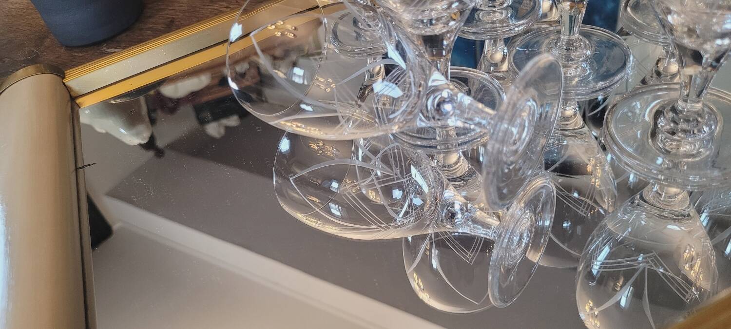 10 60's stemmed glasses