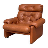 Fauteuil Coronado en cuir cognac par B&B Italia, Italie, années 1960.