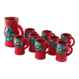 Orangeade or coffee service, pitcher and mugs Poët Laval