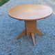 1950s round oak table, 2 heights, central quadripod leg
