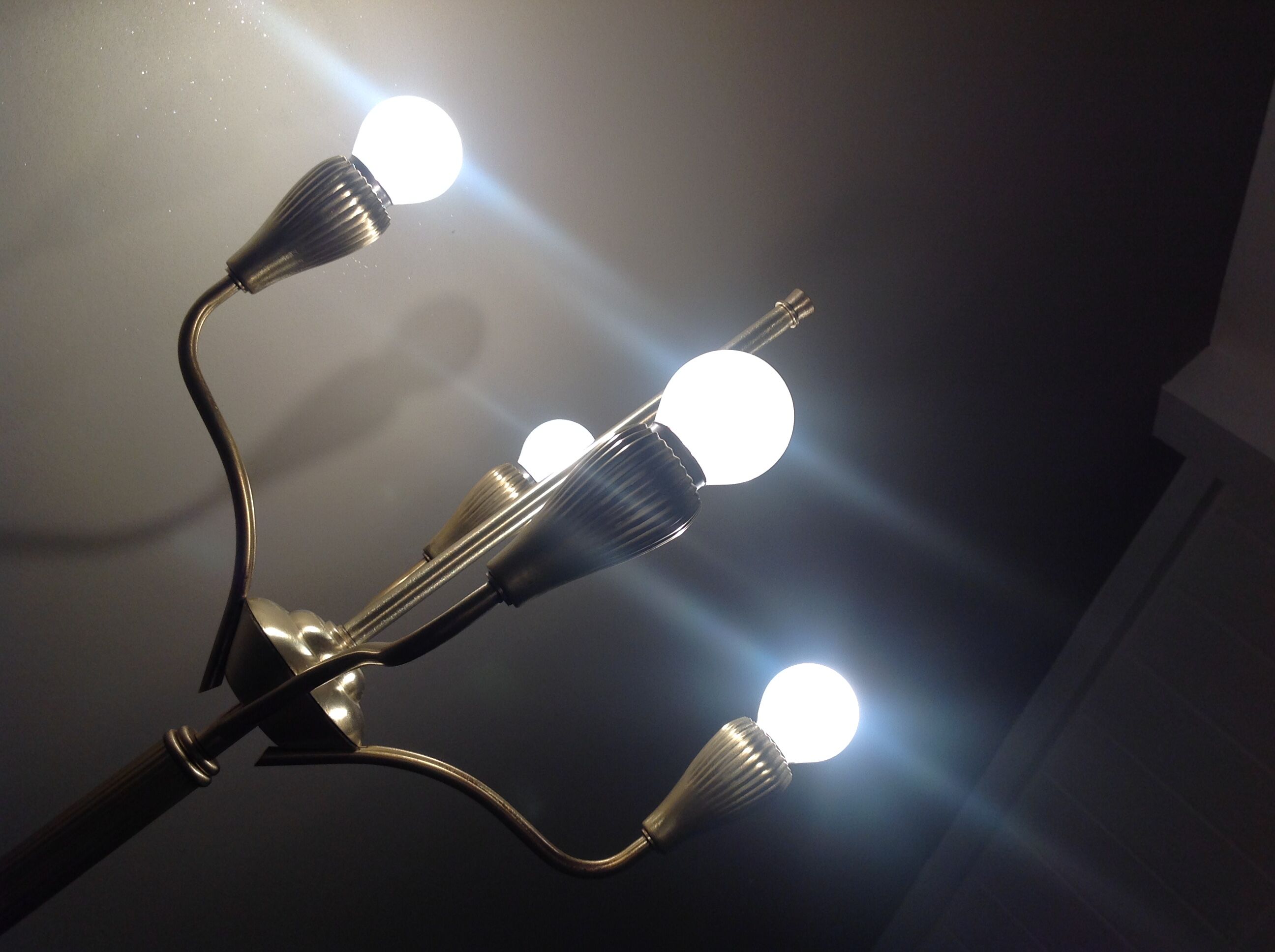 Four-fire retro brushed brass lamppost, 30-40s