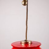 Large pendant light, adjustable in height, in glass and brass, Orion model by Schwarz and Staff Leucht