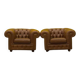 Brown Leather Chesterfield armchair (Price is for One)
