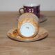 Set of 5 marbled porcelain coffee cups and saucers, hand-painted, with a gold rim.