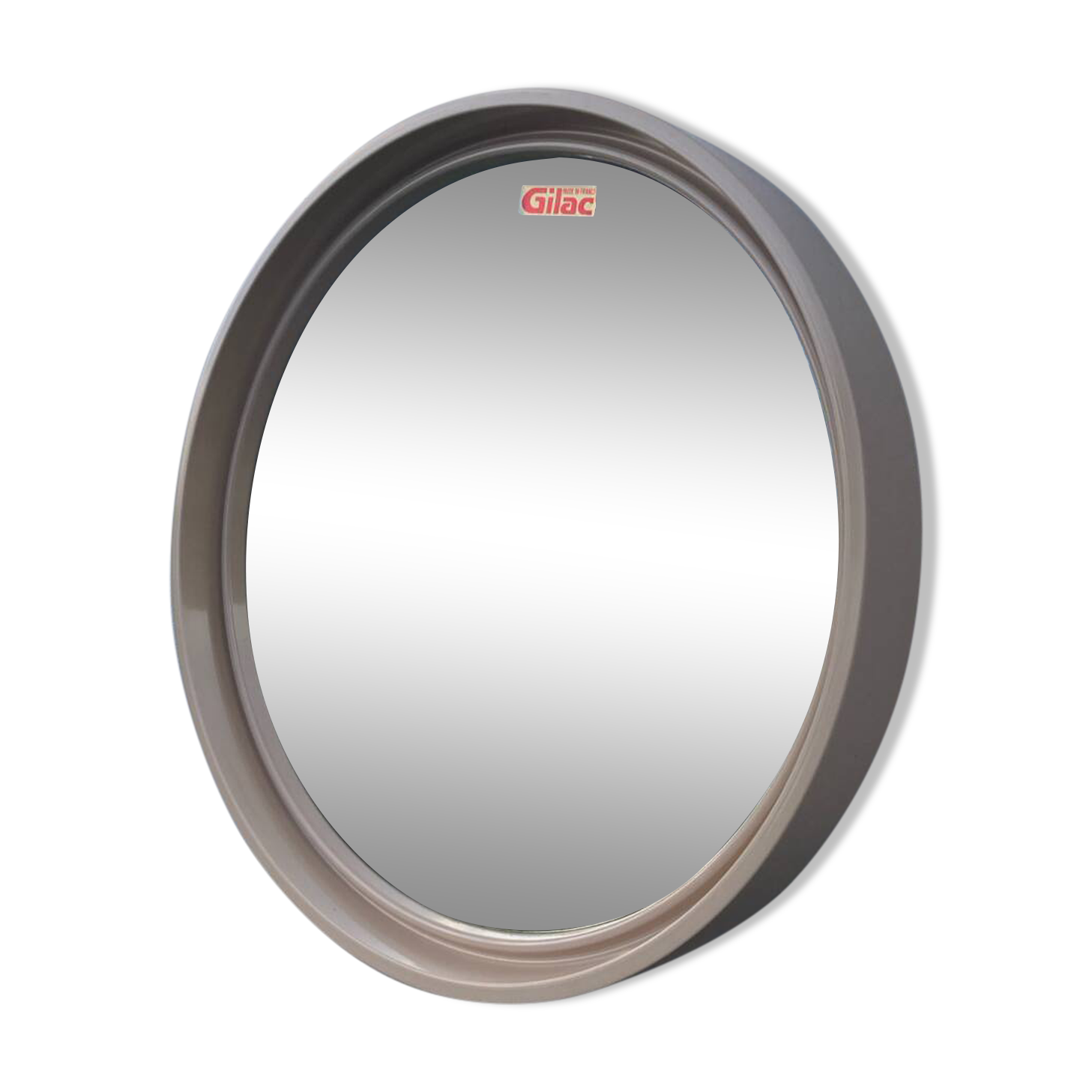 Miroir rond 1960 beige