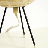 Beautiful mid-century modern tripod raffia table lamp