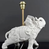 Pair of White Ceramic Sculptural Lamps, Elephants, Italy, 1970