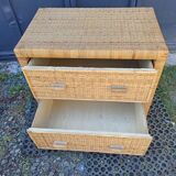 Chest of drawers rattan bamboo 2 drawers