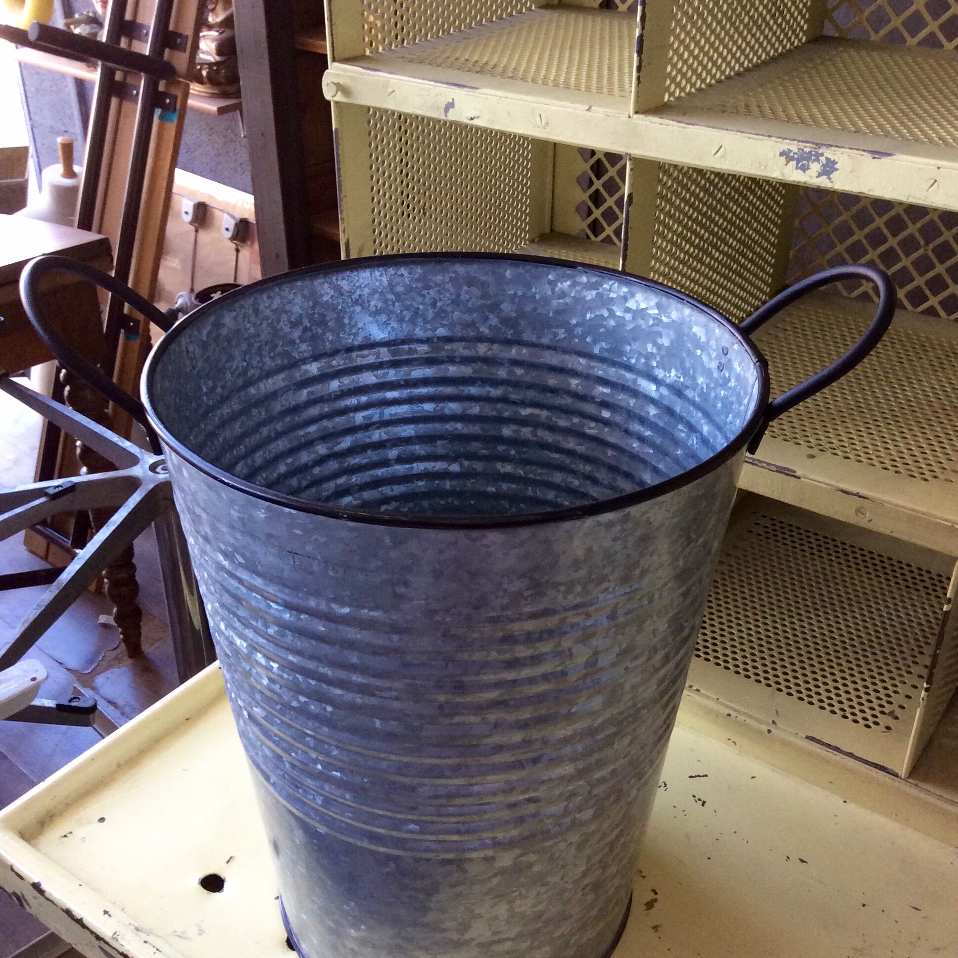 Pair of galvanized buckets basin garden bucket