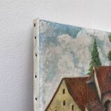 Tableau ancien huile sur toile ferme