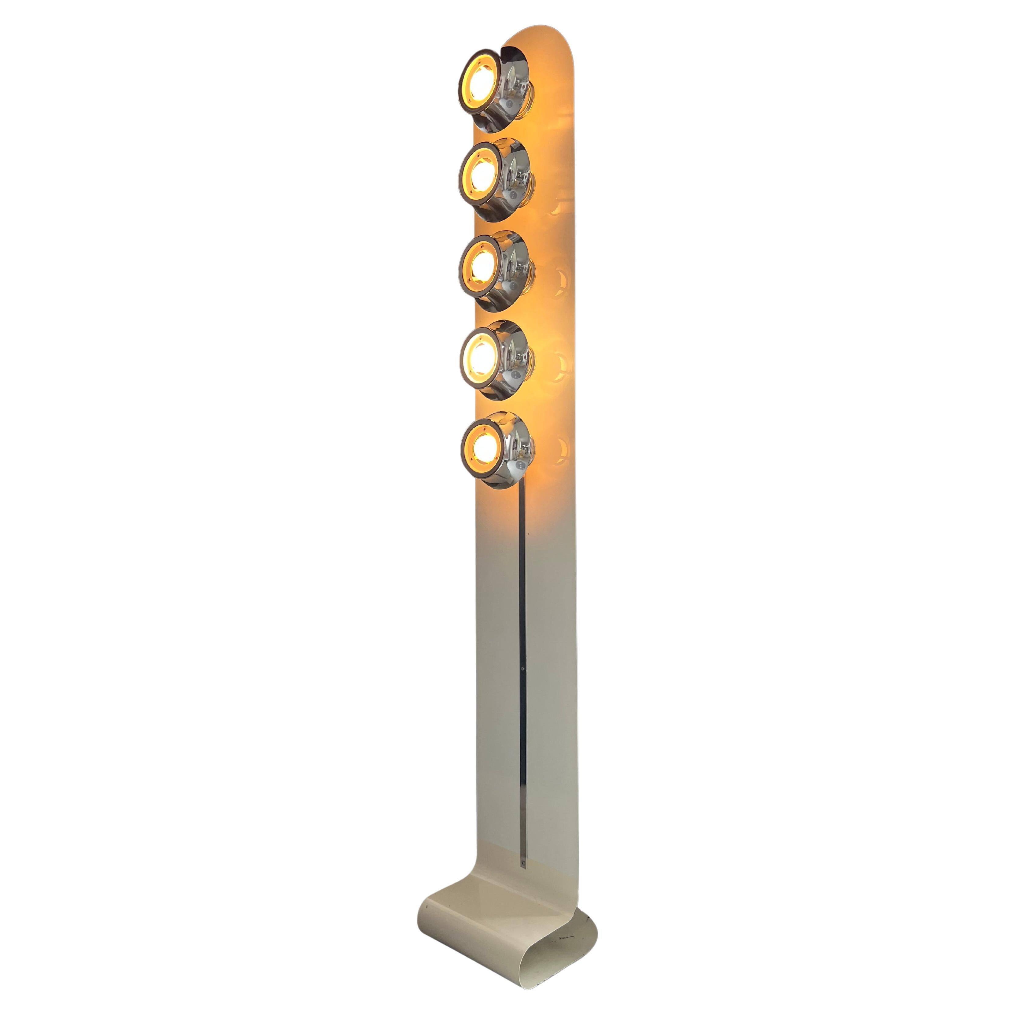 Vintage Italian Chromed Space Age "UfO" Floor Lamp in the Style of Reggiani