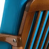 Ensemble de deux fauteuils vintage, revêtement en velours bleu, Pologne, 1960