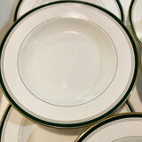 X7 assiettes à soupe en faïence liseret vert-Digoin Sarreguemines -rétro-vintage