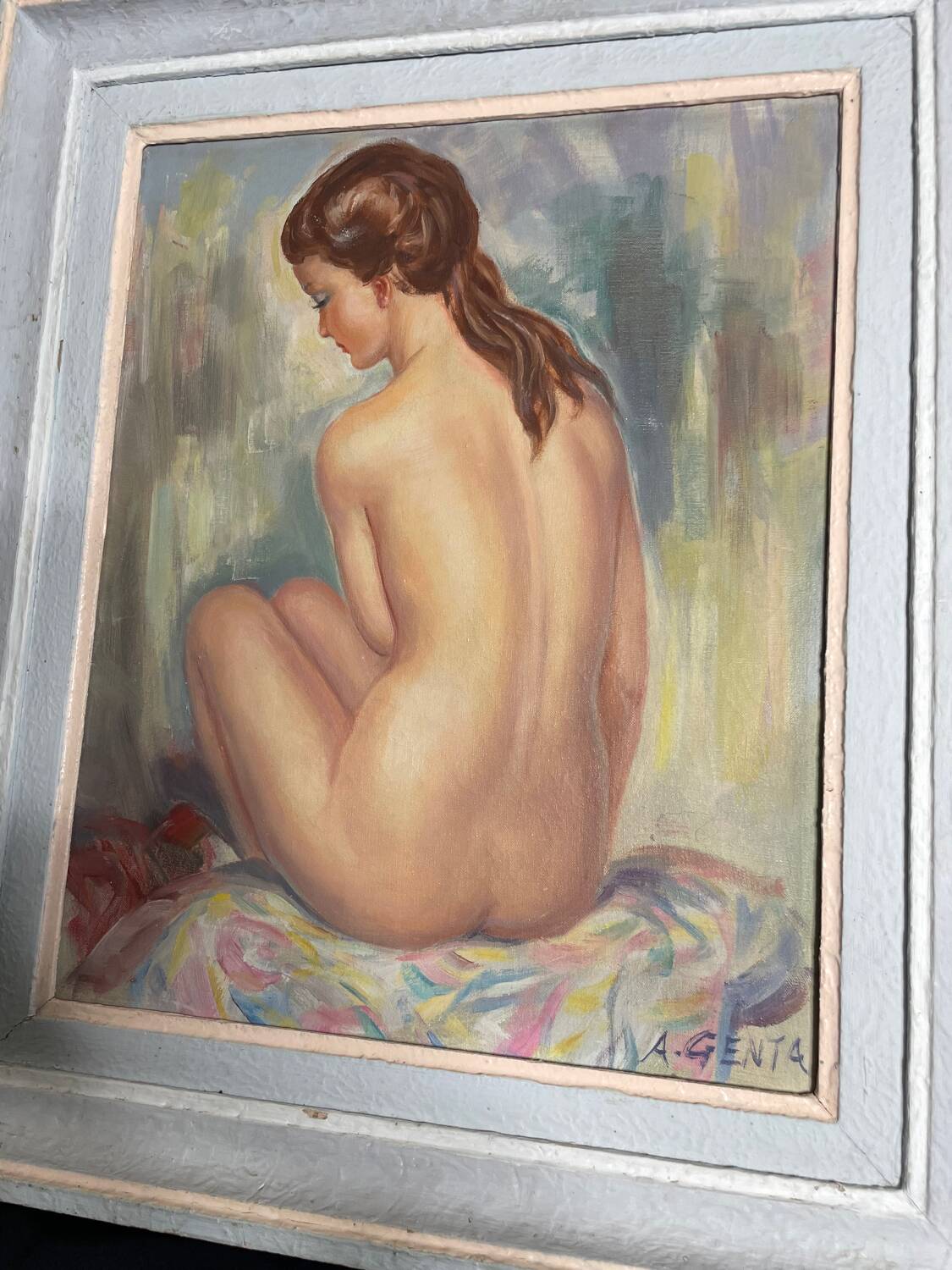 Tableau Albert Genta, femme nue de dos, XXème siècle