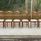 6 vintage dining room chairs in solid wood and gray fabric