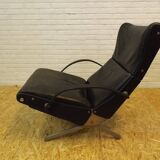Tecno P40 chaise longue  , cuir noir