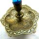 Napoleon III vase conical blue glass on cup and brass foot