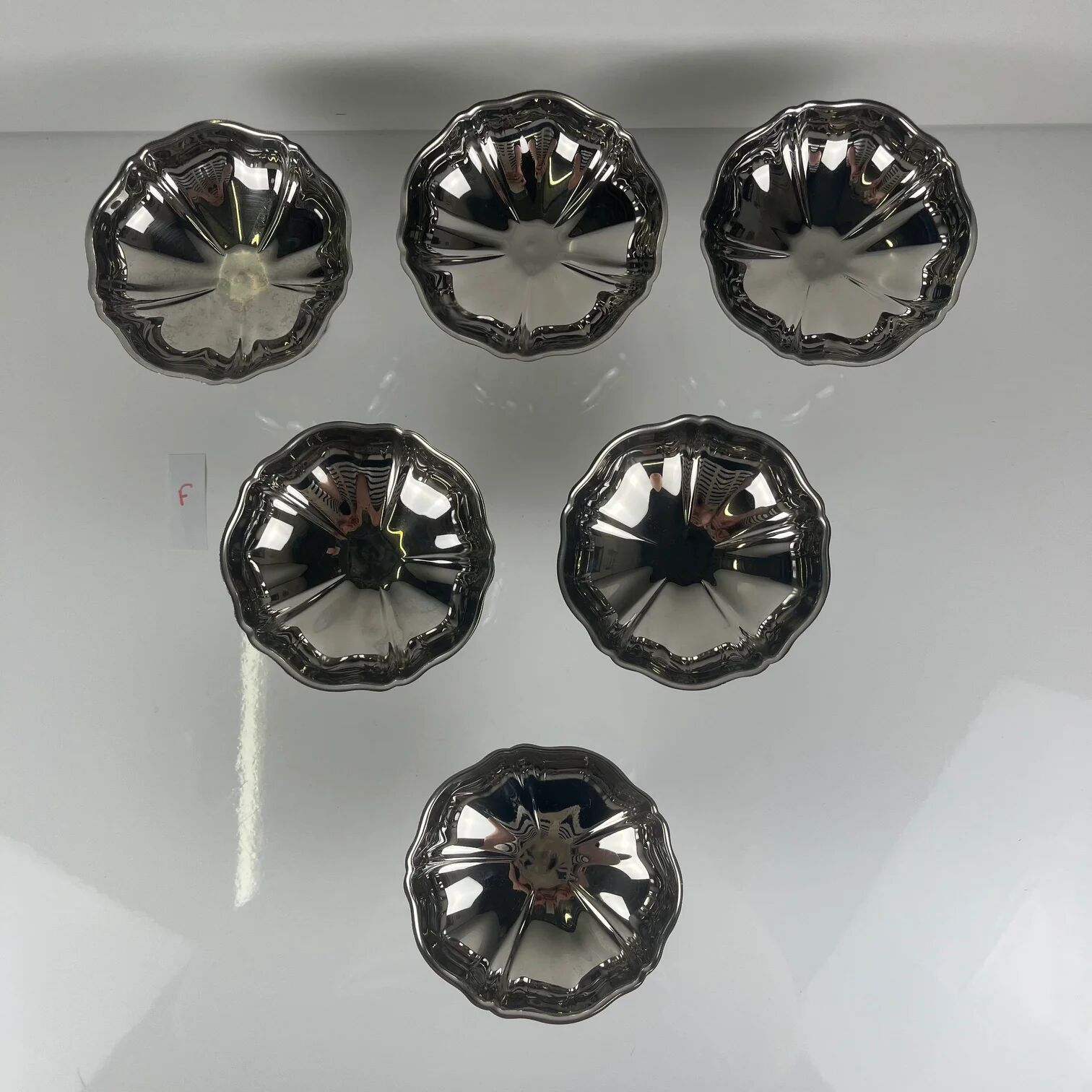 Set of 6 metal ice cream bowls, 1970 - Model F