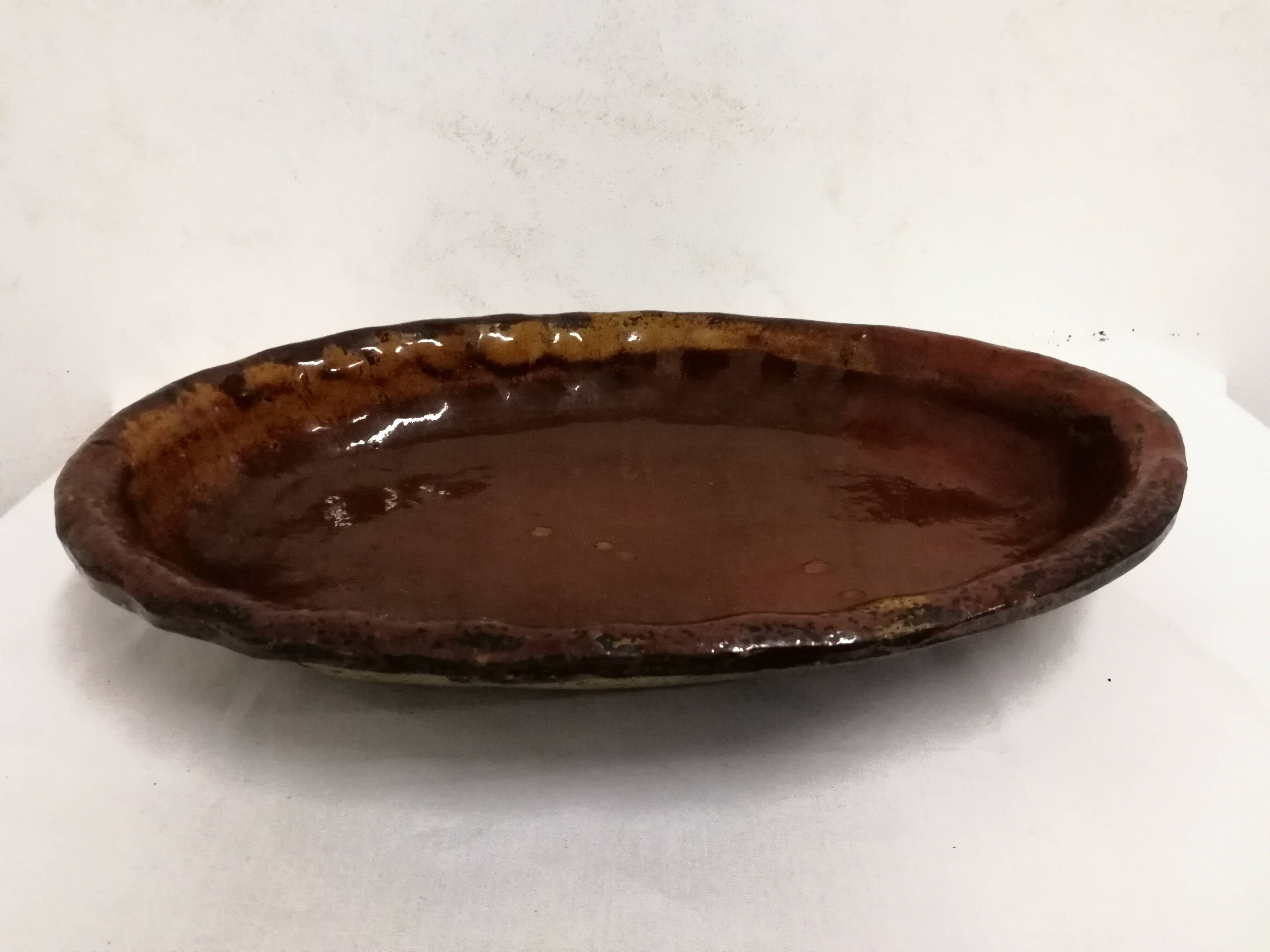 Old Dish In glazed gadrooned terracotta