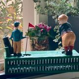 Mechanical piggy bank - golfers - vintage