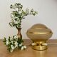 Lampe à poser globe vintage art déco en verre jaune et doré