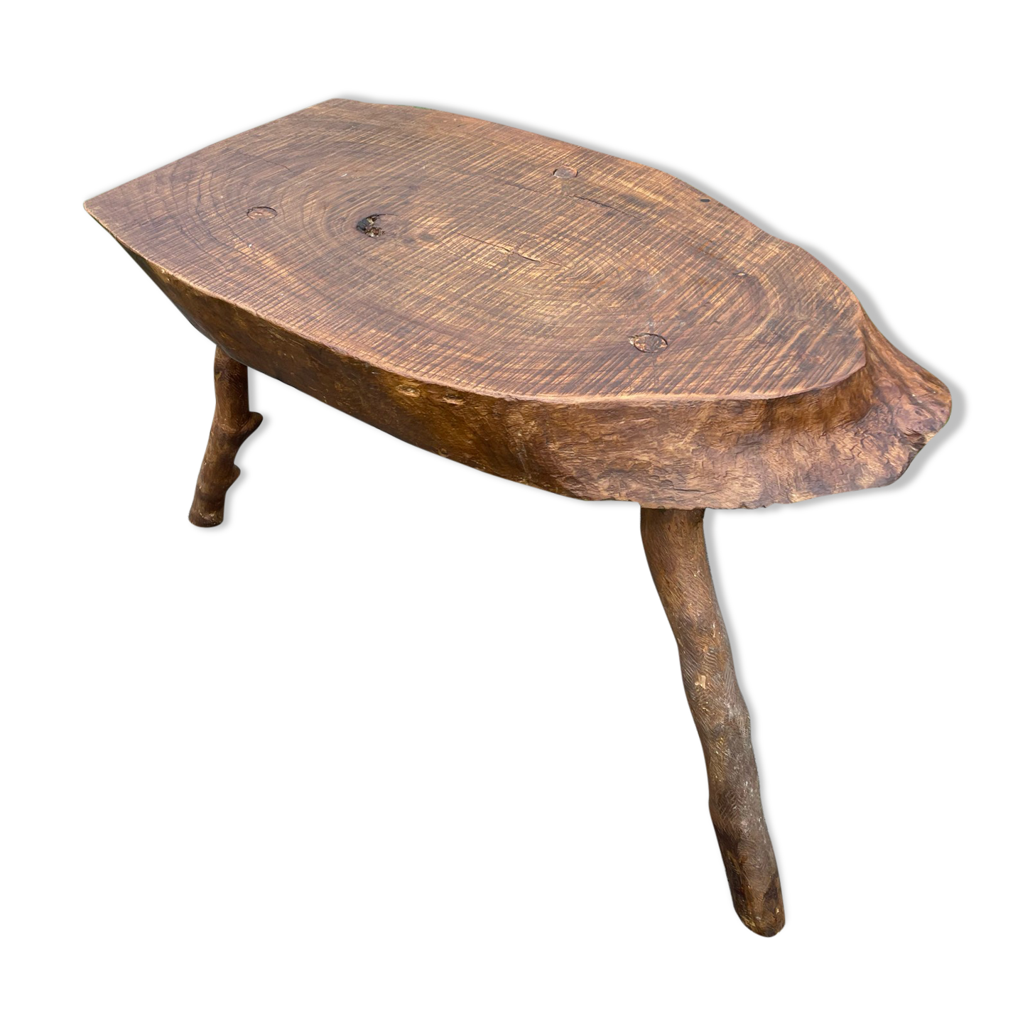 Vintage brutalist wooden coffee table