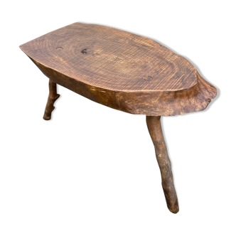 Table basse vintage brutaliste en bois