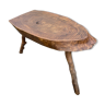 Table basse vintage brutaliste en bois