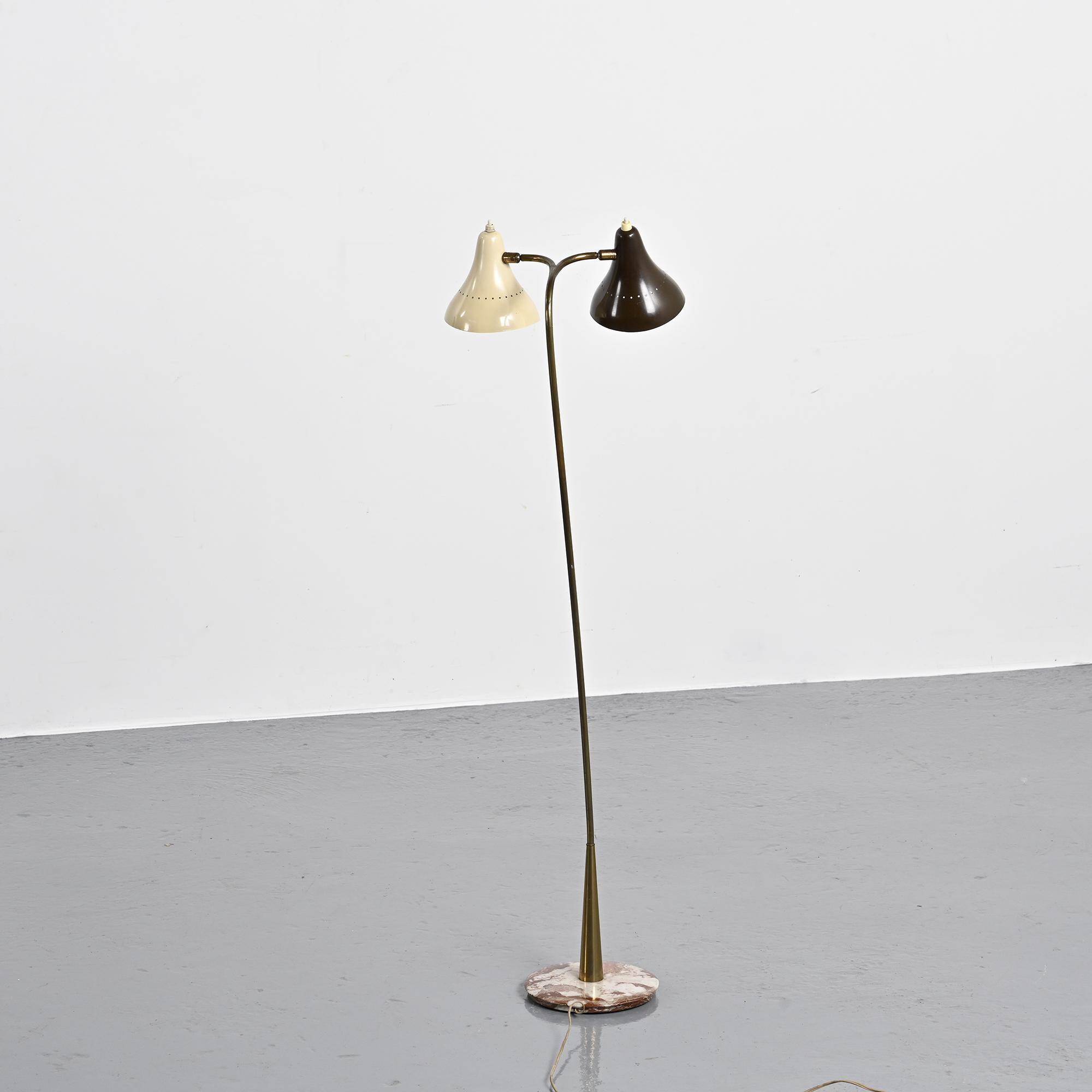 Double-arm adjustable reading floor lamp by J.J.M. Hoogervorst, Anvia, circa 1950.
