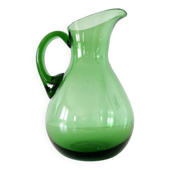 Italian green glass pitcher Empoli 1950