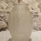 Art Deco molded and satin-finished glass vase, circa 1930