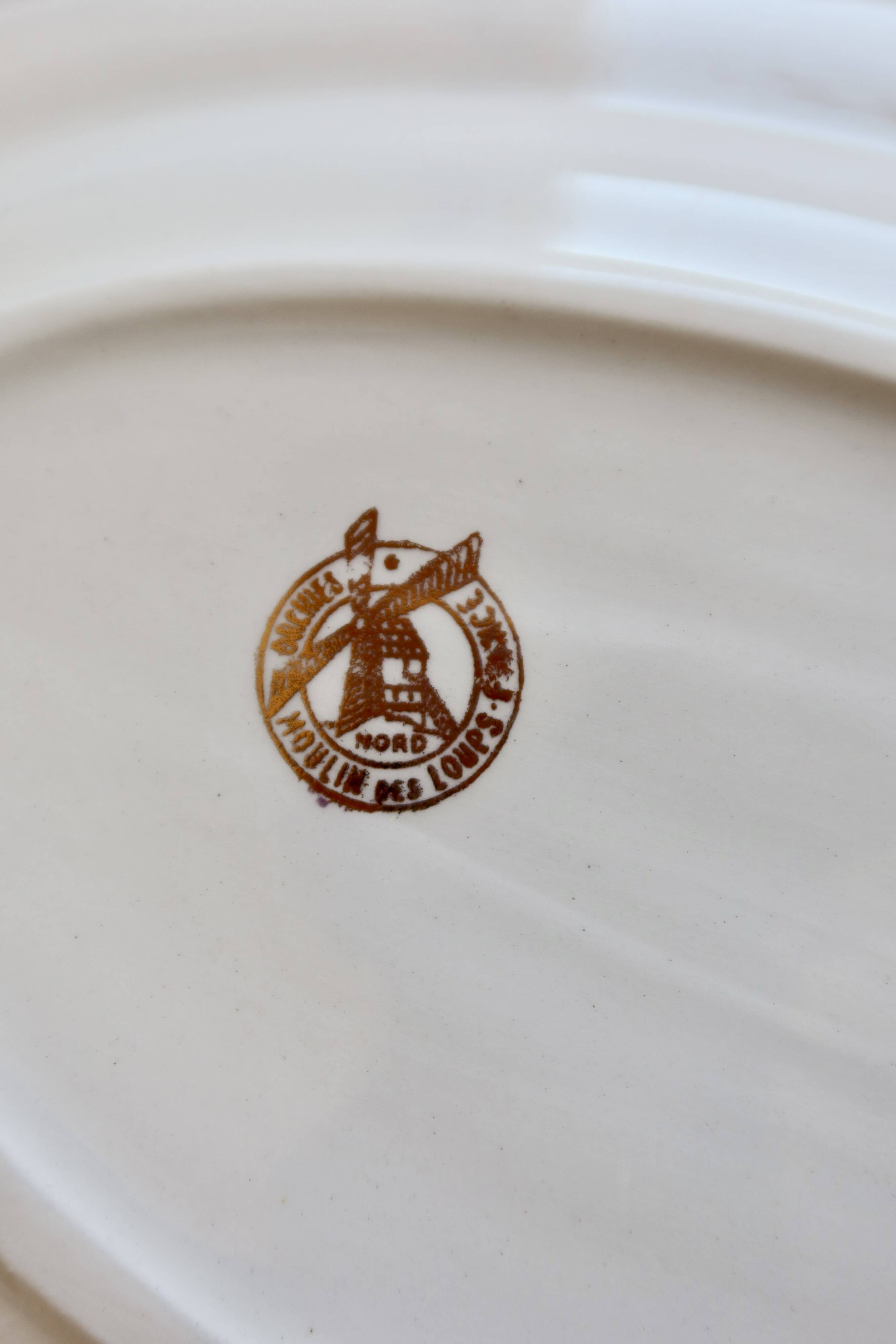 Ravier vintage Moulin des Loups white porcelain - Bouquet decoration