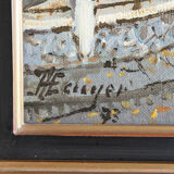 Tableau huile sur Toile signé H.Ecuyer Vue de de Genève