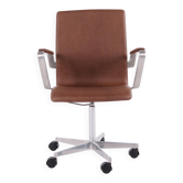 Chaise de bureau classique Oxford - modèle 3291 - cuir marron - Arne Jacobsen - Fritz Hansen