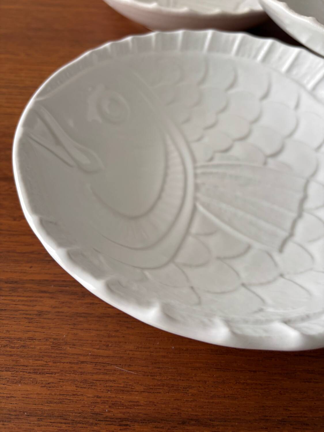 Set of 5 deep fish plates Salins-les-Bains – white earthenware