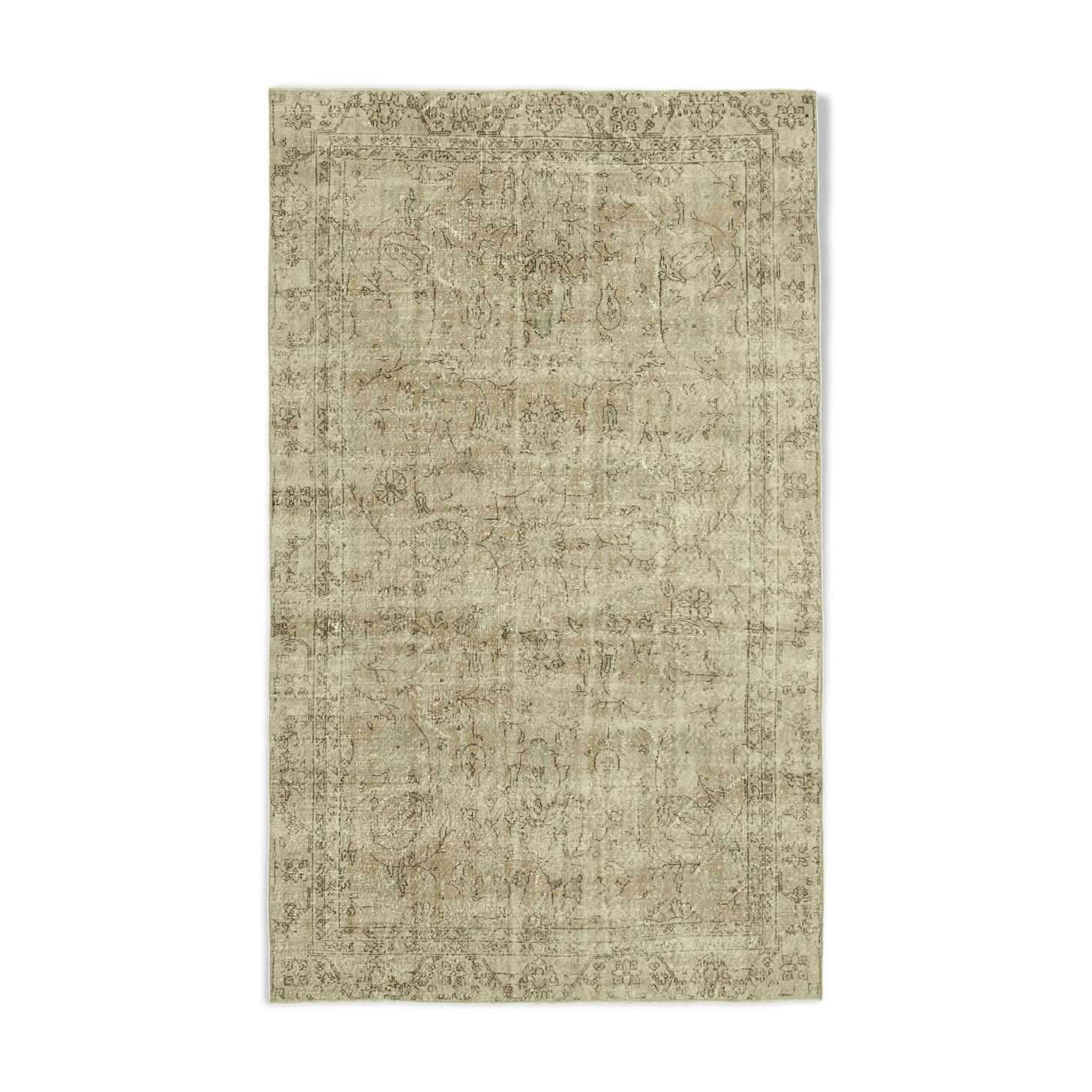 Hand-knotted vintage turkish beige carpet 181 cm x 294 cm