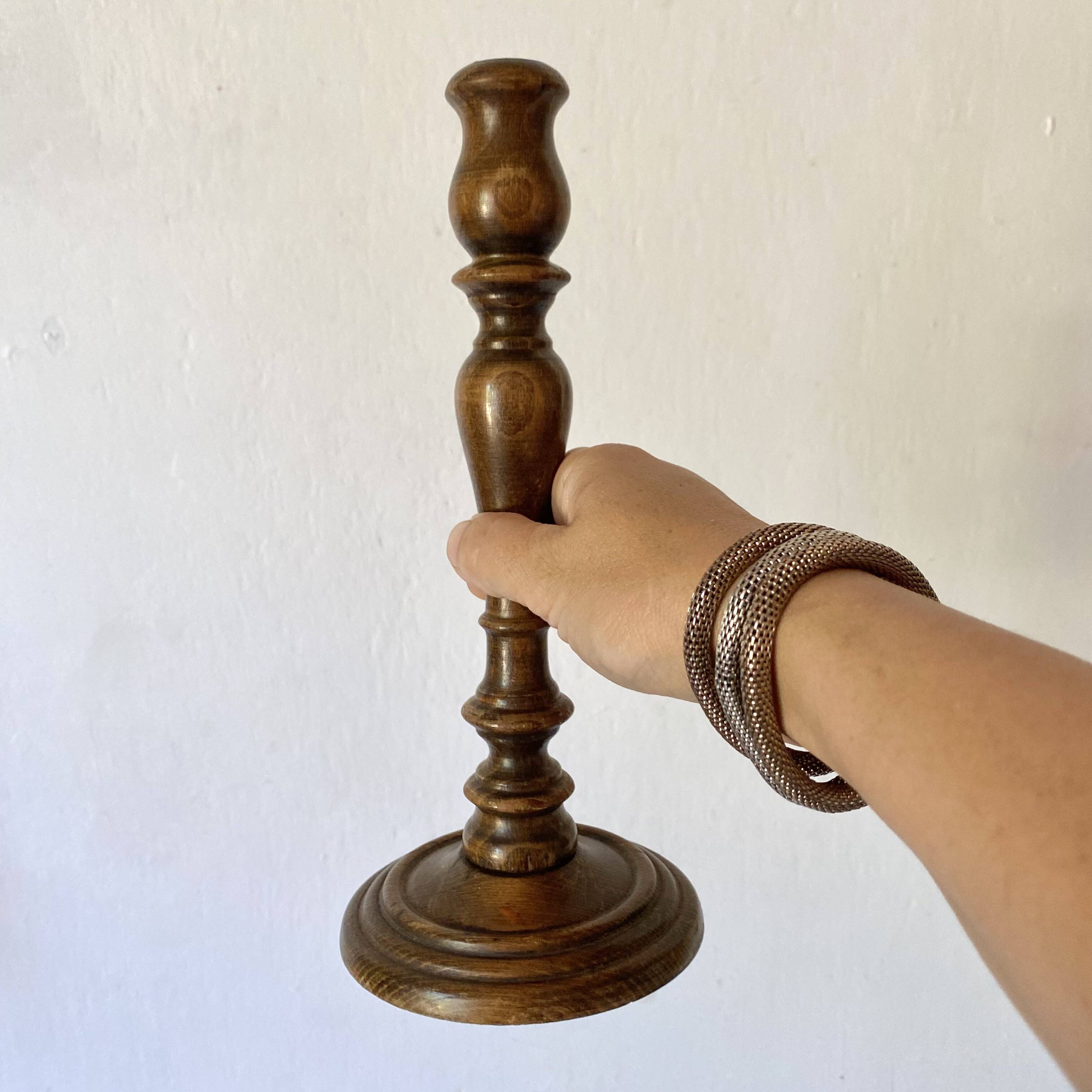 Bougeoir en bois tourné 26 cm