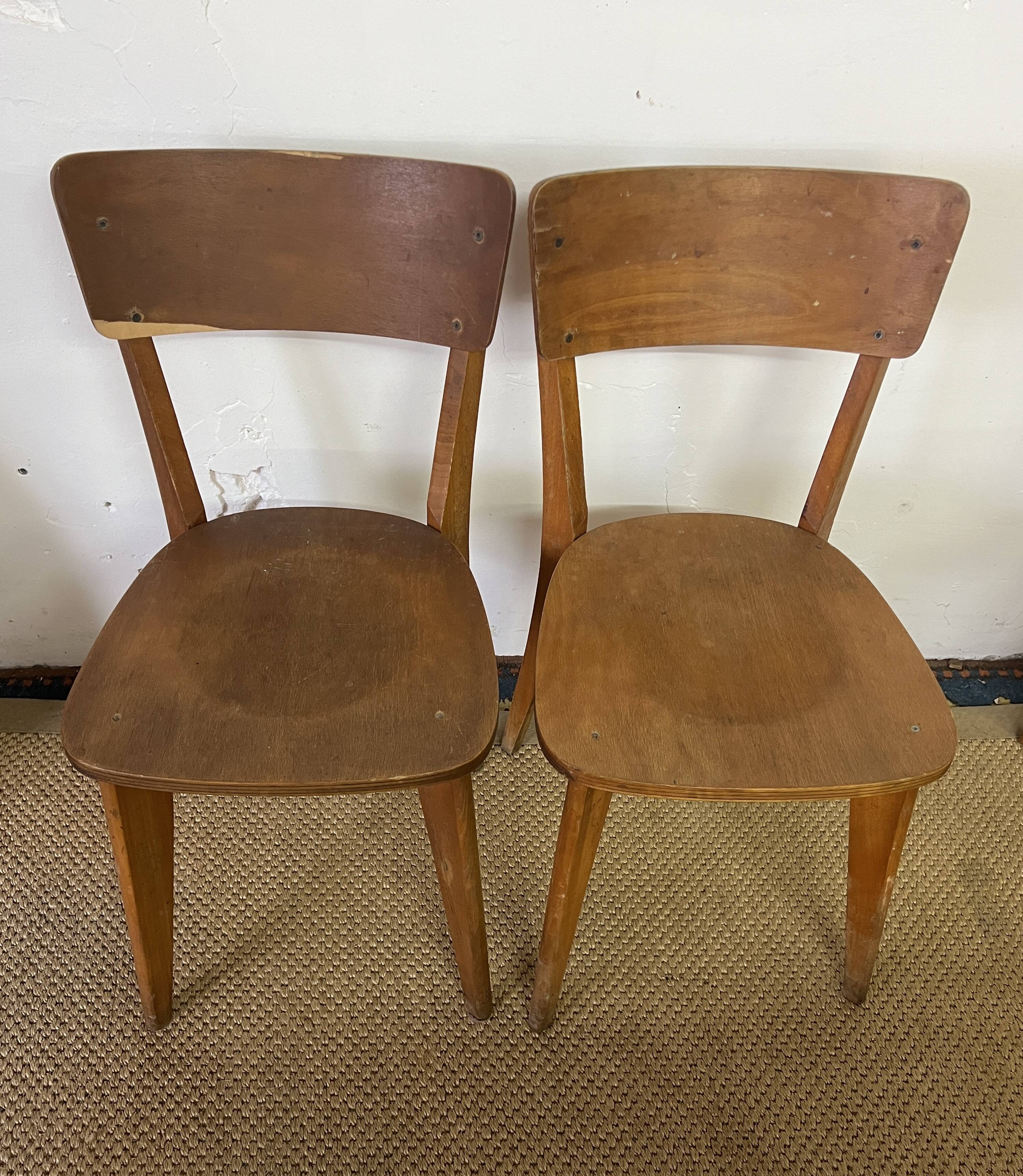 Vintage wooden table and 4 chairs set