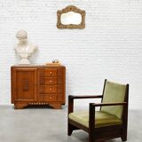 Oak Sculpted Art Deco Cabinet by Charles Dudouyt France, 1930s