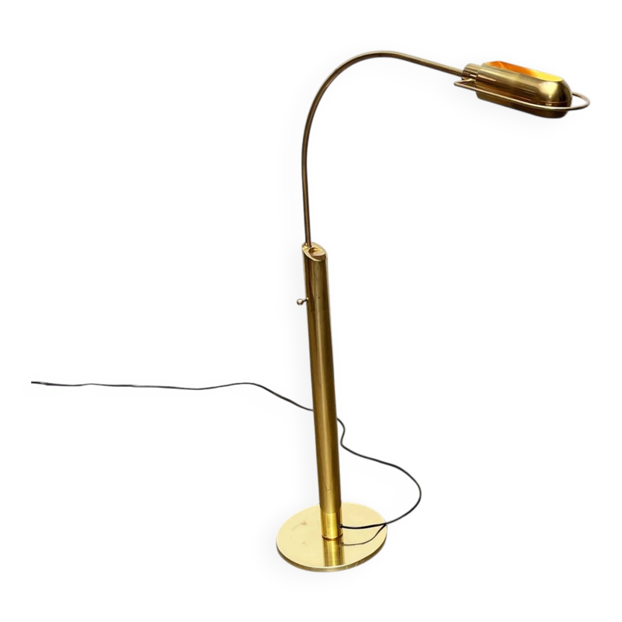 Vintage Hollywood Regency brass floor lamp by designer Florian Schulz, 1970s.