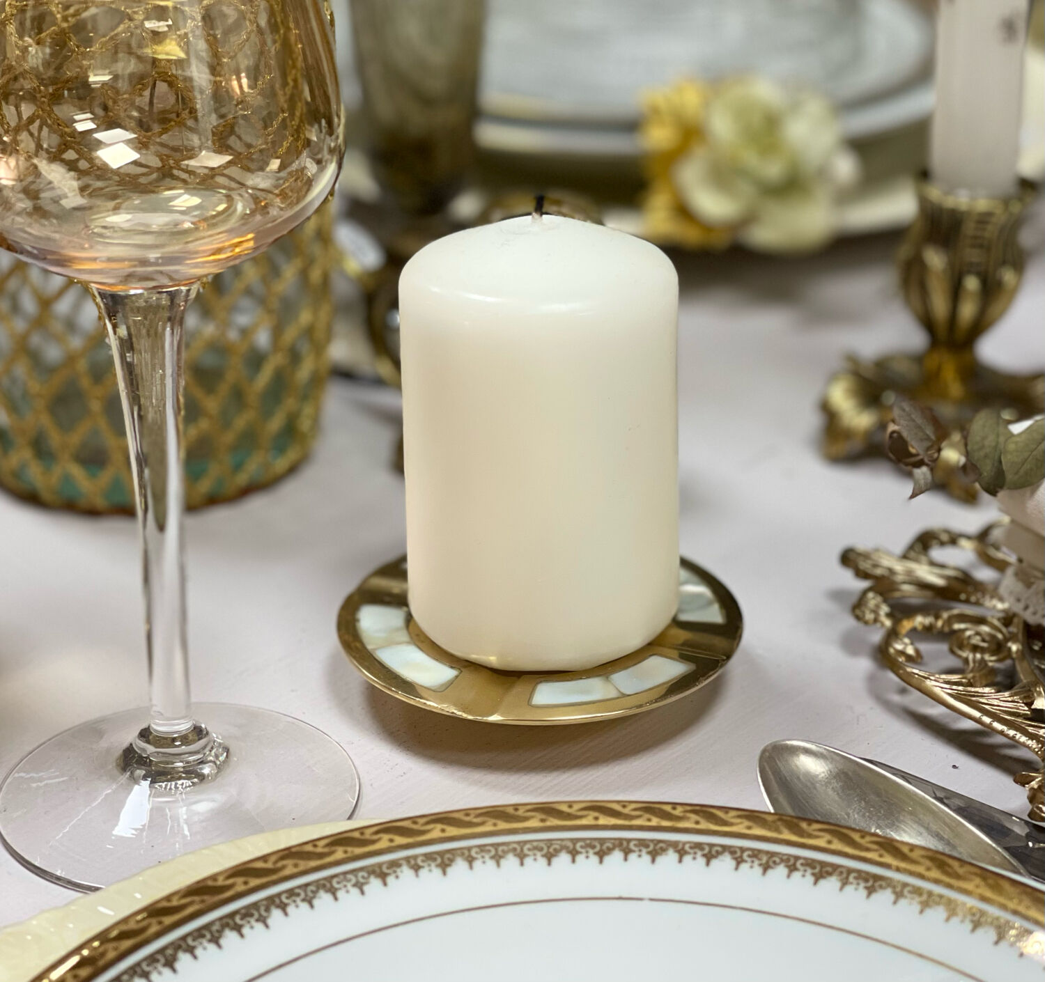 Ashtray brass and mother-of-pearl