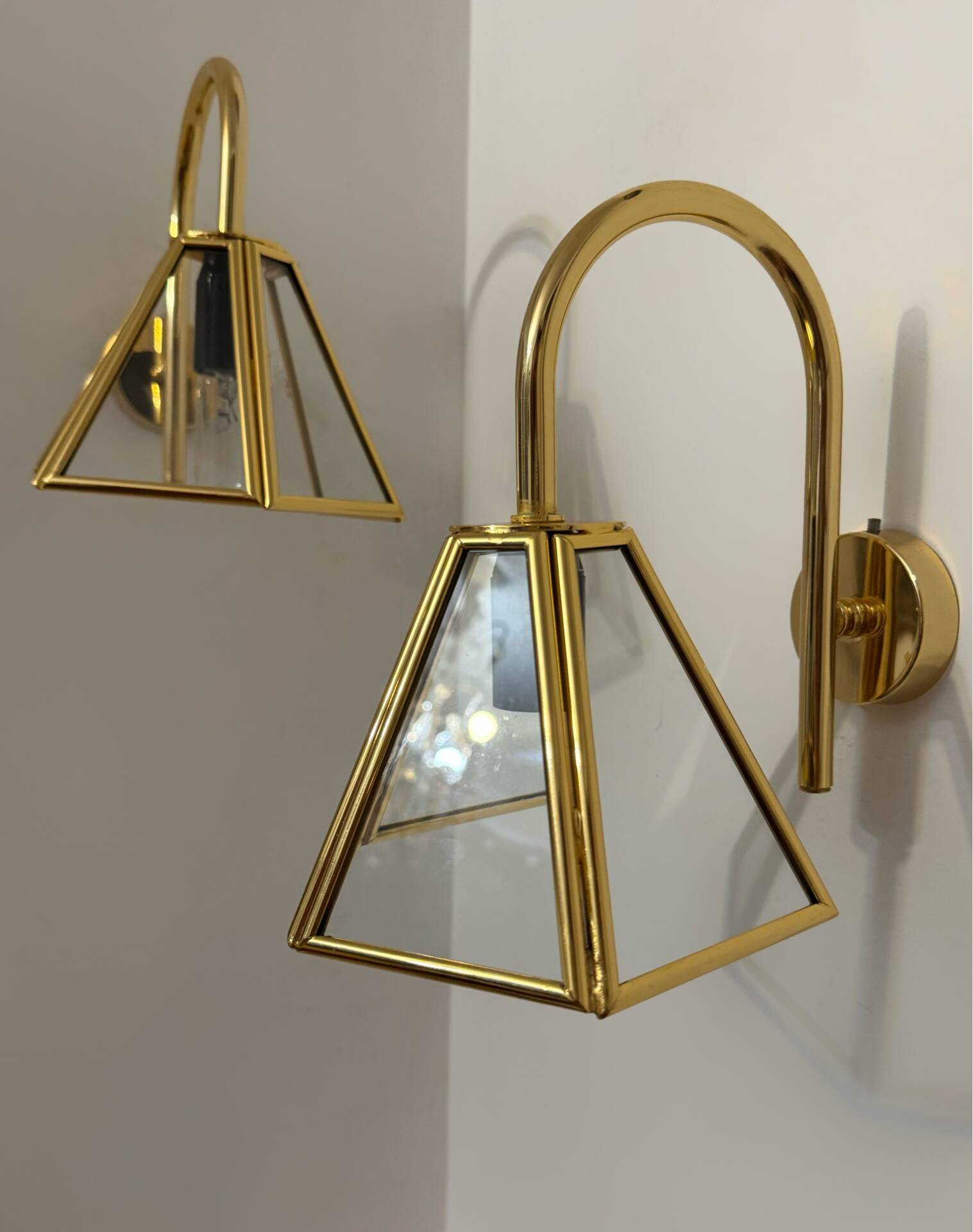 Vintage gold swan neck wall lights