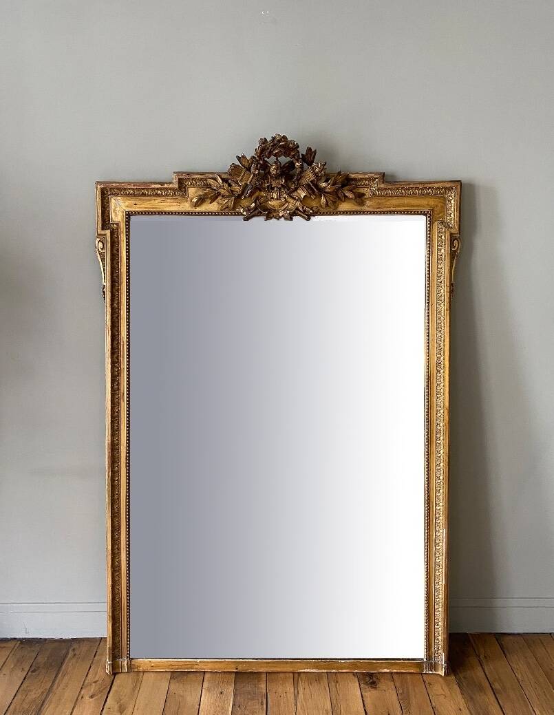 Old gilded mirror 19th century trumeau