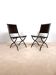 Set of 2 vintage folding chairs in wrought iron and leather.