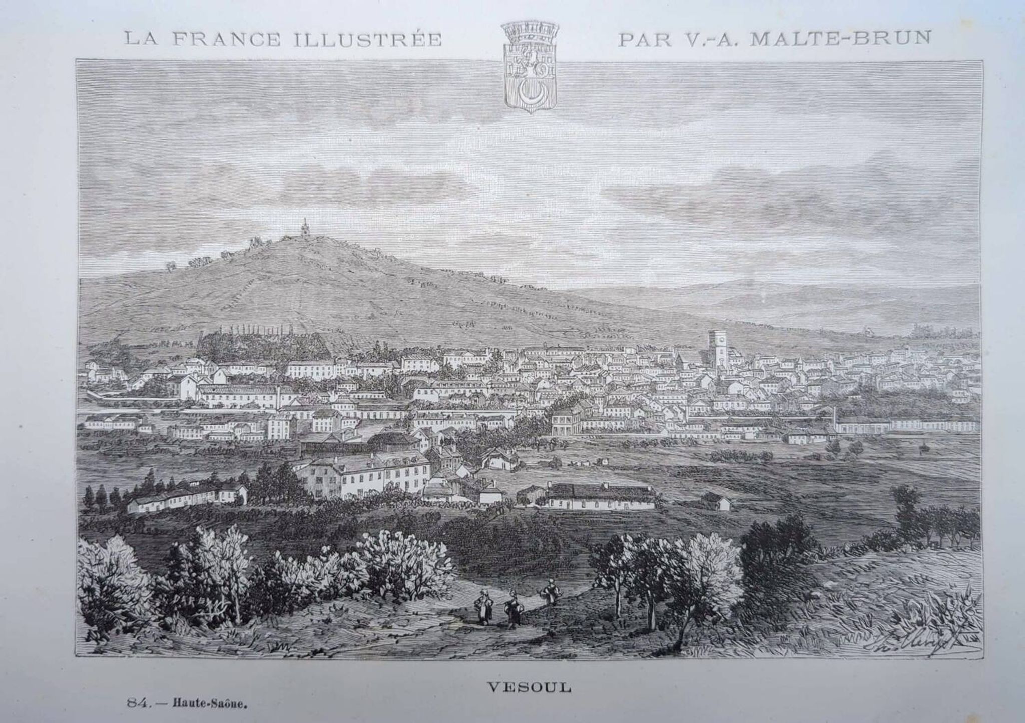 Vesoul, Haute-Saône, printed illustration from 1883.