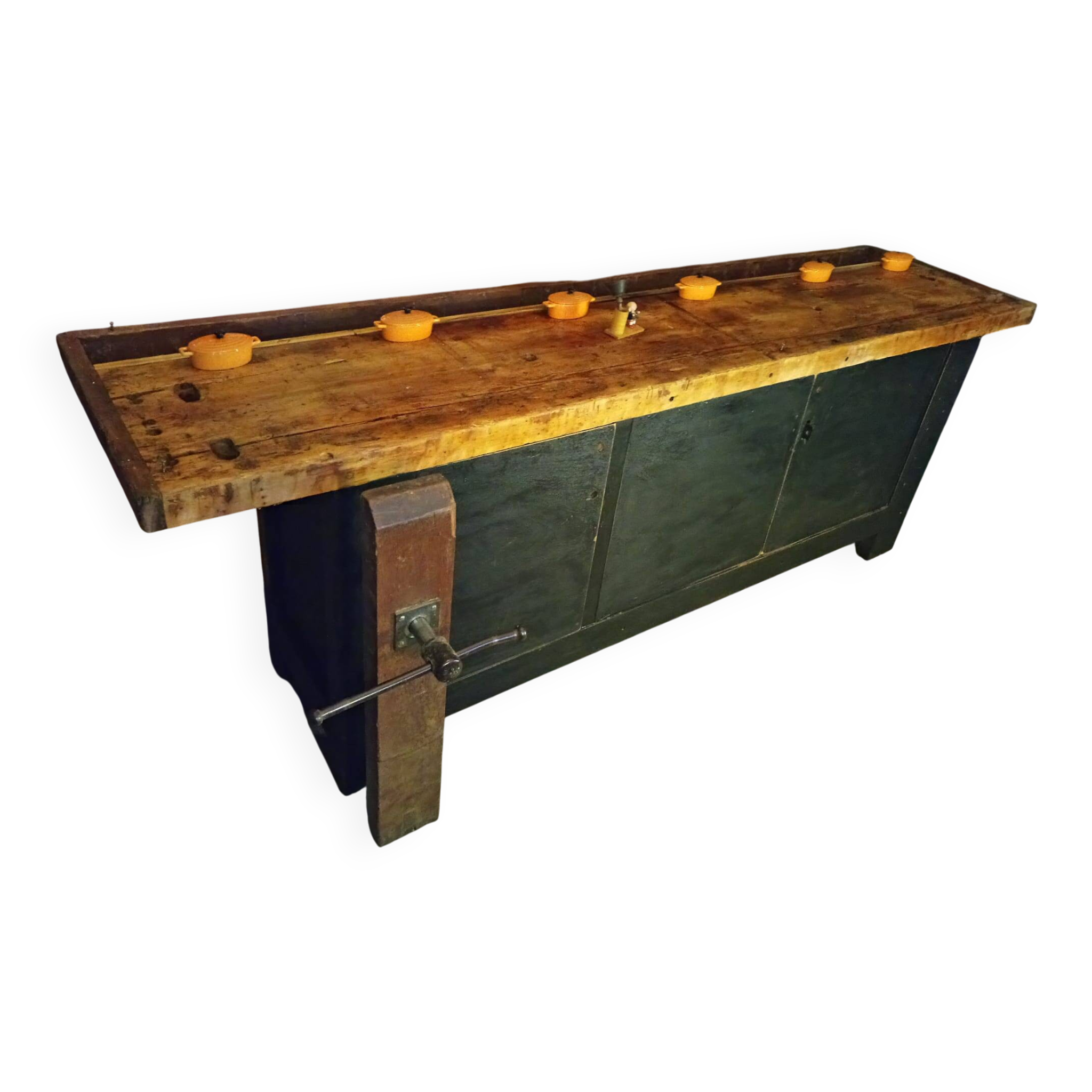 Ancien établi, meuble de métier d'atelier, buffet